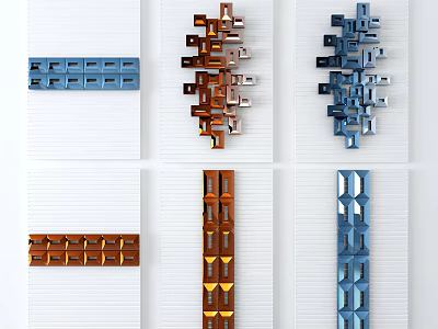 Modern Geometric Wall Decor With Colorful Metal Designs For Home Interiors 3d model