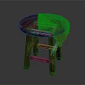 Rustic Wooden Stool With Round Seat Four Legs And Red Brown Design