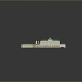Architectural Complex 3D Model With Green Roofs Golden Domes And Historic Building Structures