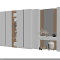Modern Entryway Cabinet And Side Cabinet Design With White Finish Mirror And Decorative Storage