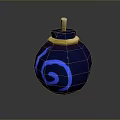 Dark Blue Weapon with Blue Spiral Pattern Golden Cap and Wooden Handle