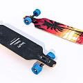 Black And Sunset Palm Tree Graphic Skateboards With Blue Wheels Design