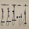 Poliform Modern Shower Systems With Various Designs And Water Flow Display Effect 3d model