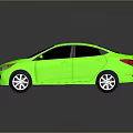 Green Hyundai Sedan 3D Rendered on Shiny Reflective Surface with Modern Design