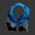 Elegant Blue And White Gradient Scarf With Silky Draped Design Fashion Accessory