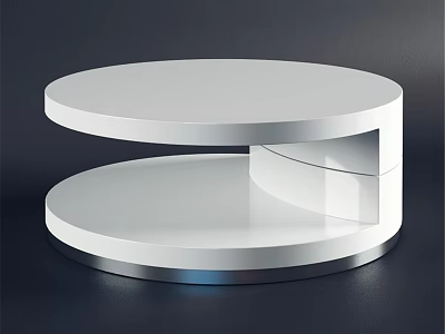 Modern Round White Dining Table With Two Tiered Sleek Surface And Metal Base 3d model
