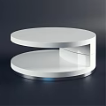 Modern Round White Dining Table With Two Tiered Sleek Surface And Metal Base