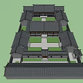 Ancient Chinese Architecture With Traditional Roof Courtyard And Surrounding Green Trees