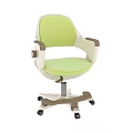 Kids Chair With Green Seat And Backrest Beige Armrests On Wheeled Base