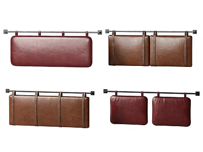 Red And Brown Leather Seat Cushions With Metal Rod Frames 3d model
