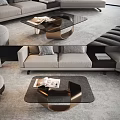 Elegant Coffee Table With Glass Top Metal Frame In Living Room With Sofa And Magazines