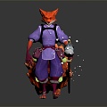 Modern game character fire fox fox warrior 3d model