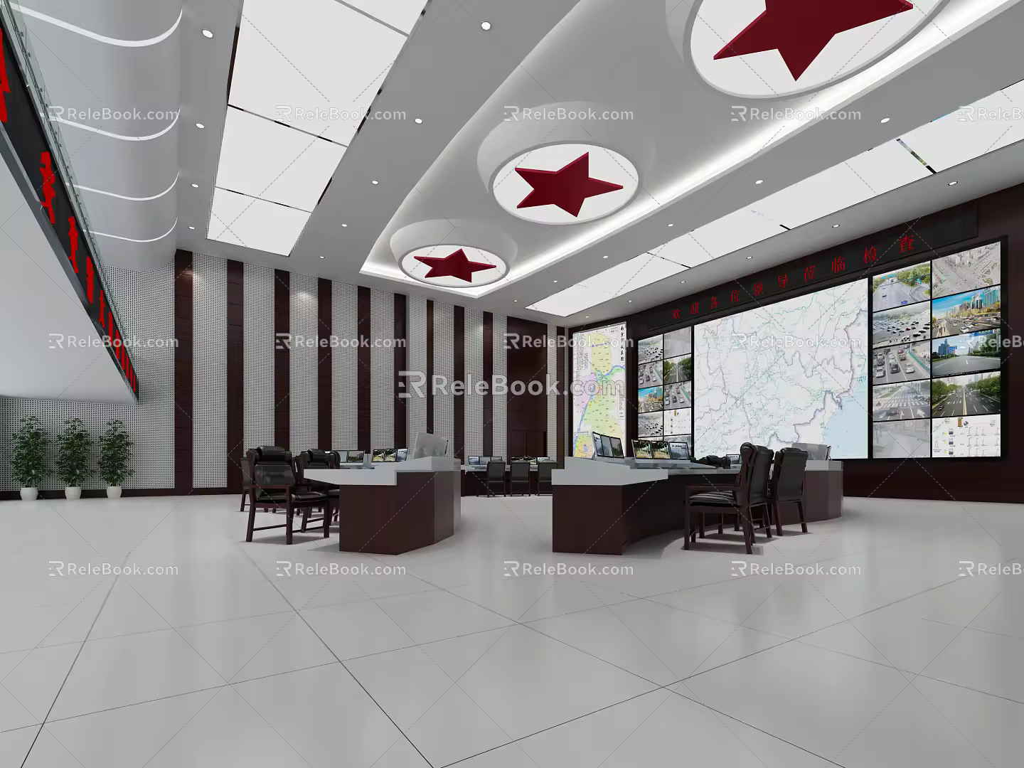 New Chinese style monitoring room public security hall 3d model