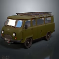 Vintage Green Bus With Roof Rack And Classic Retro Exterior Design