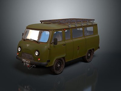 minibus minivan driverless bus school bus van box car 3d model