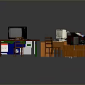 Red Orange Brown Computer Desk Setups with Monitor Chair and Unit