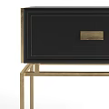 Modern Stylish Bedside Nightstand With Black Drawer Gold Metal Frame And Lower Shelf