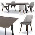 Contemporary Grey Fabric Dining Chairs With Dark Wood Table Set For Home