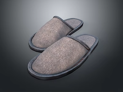 Comfortable Gray Fabric Indoor Slippers Soft Home Casual Dark Sole Design 3d model