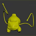 Bulbasaur 3D Model With Green Body Red Eyes Brown Vine Tail On Dark Background