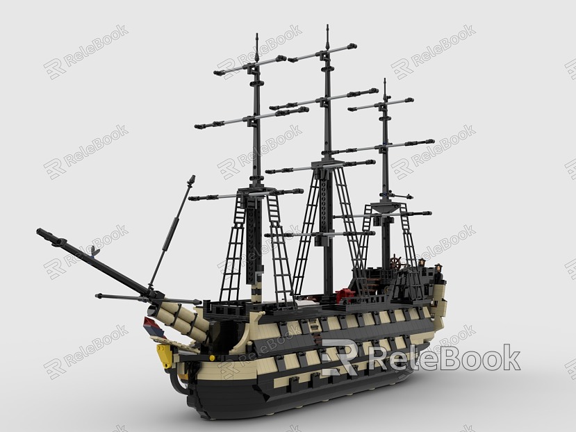 Lego toy sailing pirate battleship model