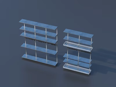 Multi Tiered Open Design Display Shelves With Metal Frame For Retail Showcases 3d model