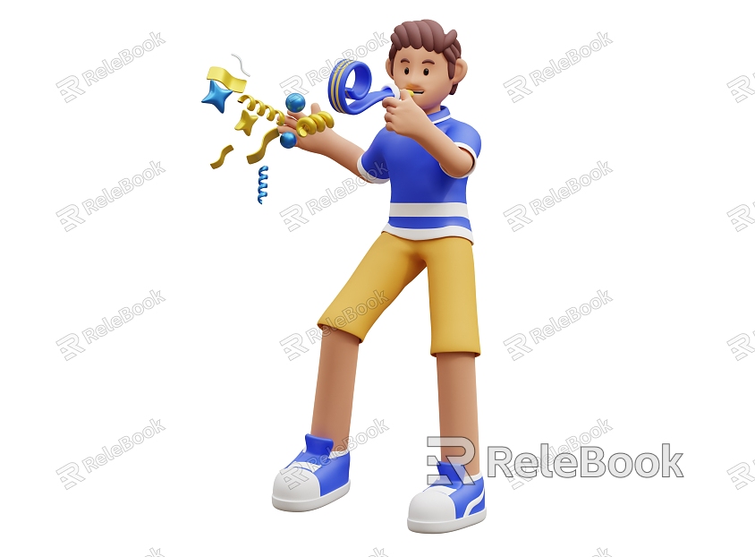 Cartoon Man Cartoon Celebration Scene Animation Scene model