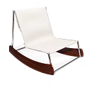 Modern Leisure Chair With White Cushion Metal Frame And Wooden Rocking Base