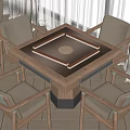 Modern Mahjong Table and Chair Mahjong Table and Chair Combination 3d model