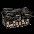 Ancient Architecture With Traditional Tile Roof Wooden Structure Lattice Windows And Stone Steps