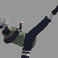 3D Anime Game Character With White Hair Green Outfit Multiple Action Poses