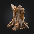 Natural Stone Wood Stump Art Piece With Detailed Root Structure And Textured Surface