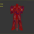Sci Fi Robot Character With Detailed Mechanical Design Blue Red Silver Armor Holding Sword
