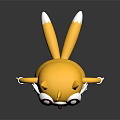 Animated Game Character Yellow White Squirrel With Big Red Eyes Surprised Expression Orange Ears Tail