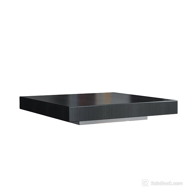 Modern Square Coffee Table With Black Smooth Surface And Metal Base Design 3d model