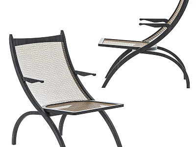 Modern Outdoor Leisure Chair With Black Metal Frame And Breathable Mesh Seat Design 3d model