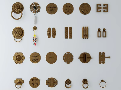 Various Antique Brass Decorative Handles For Furniture Doors And Cabinets 3d model