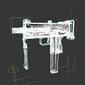 Tactical Black Submachine Gun With Metal Body And Leather Strap Design