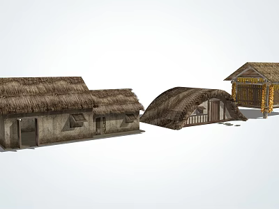 Traditional Thatched Houses With Various Architectural Structures And Rustic Design 3d model
