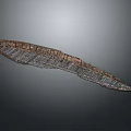 Artisan Crafted Metallic Feather Shaped Decorative Sculpture With Intricate Texture Details
