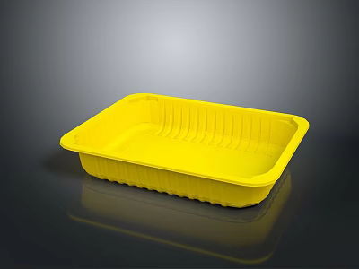 Practical Rectangular Yellow Plastic Tray For Kitchen Food Storage Daily Use 3d model
