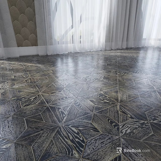 Elegant Floor Tiles With Intricate Geometric Patterns And Shiny Finish For Living Room 3d model 