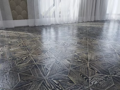 Elegant Floor Tiles With Intricate Geometric Patterns And Shiny Finish For Living Room 3d model