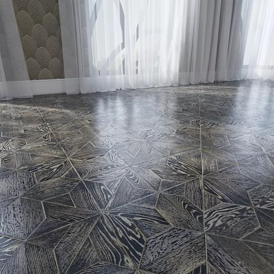 Elegant Floor Tiles With Intricate Geometric Patterns And Shiny Finish For Living Room 3d model