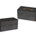 Two Black Marshall Speakers With Grid Design And Control Knobs For Audio Sound 3d model