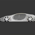 Futuristic White Car With Gold Stripes Sleek Design And Open Transparent Doors