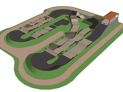 Shower Sauna 3D Layout Design With Paths Green Areas And Building Structure 3d model