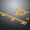 Gold Chain Daily Life Accessories With Various Shaped Pendants And Colorful Decorations