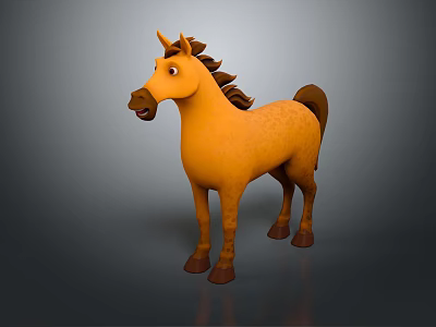 Cartoon Brown Horse Character 3D Model With Mane And Standing Pose 3d model