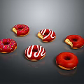 Assorted Donuts With Glazed Chocolate Sprinkles And Bitten Designs On Dark Background
